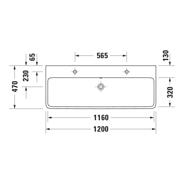 Duravit Waschtisch Qatego 120x47cm, m Hahnl., ÜL, Hahnloch, we hgl