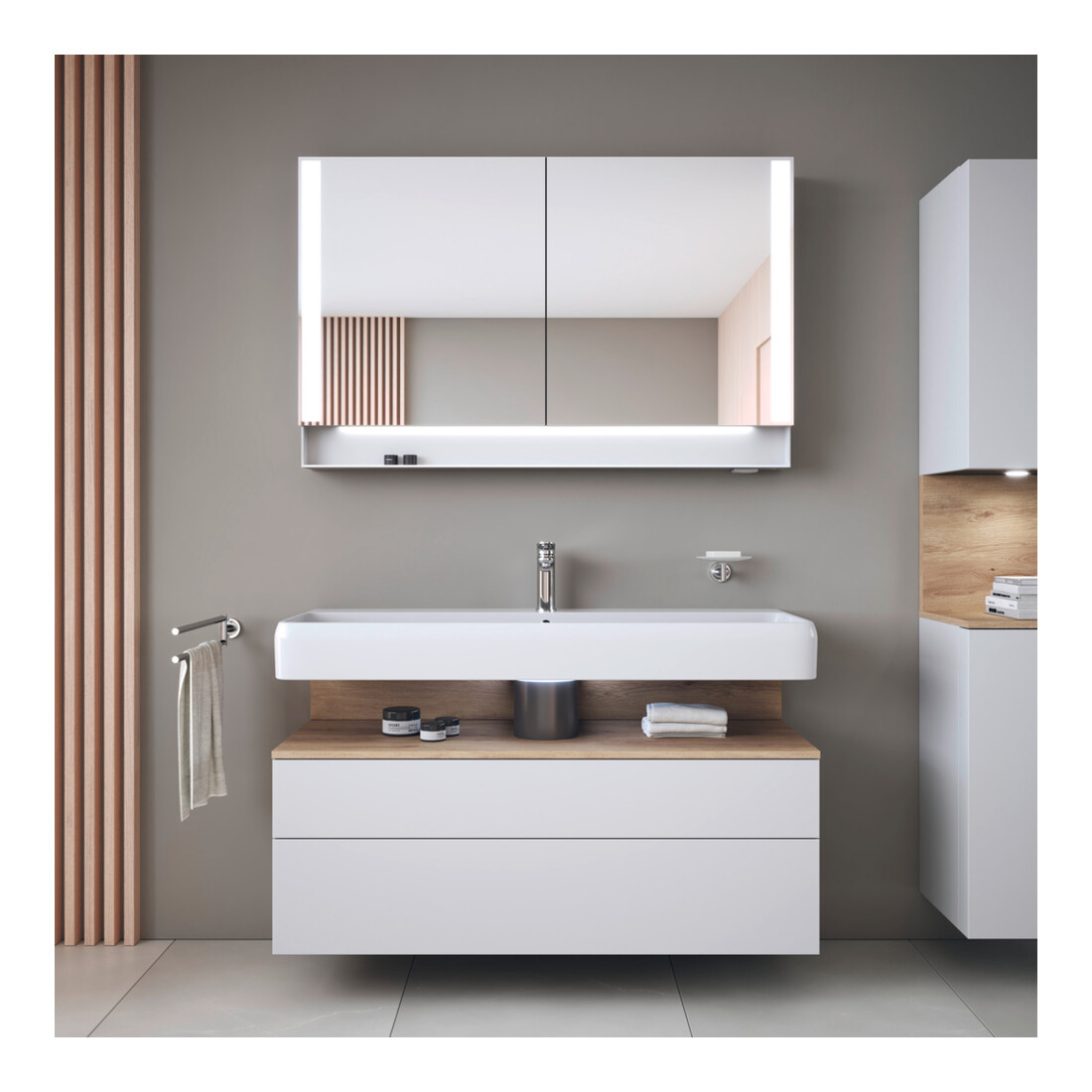Duravit Waschtisch Qatego 120x47cm, m Hahnl., ÜL, Hahnloch, we hgl