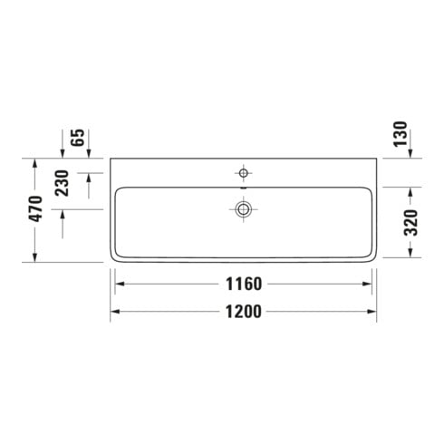 Duravit Waschtisch Qatego 120x47cm, m Hahnl., ÜL, Hahnloch, we hgl