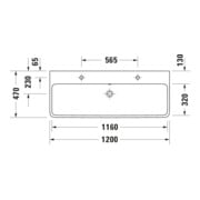 Duravit Waschtisch Qatego 120x47cm, o HL, m ÜL, Hahnloch, we hgl-4