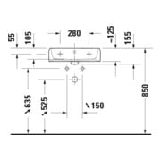 Duravit Waschtisch Qatego 50x42cm, w g, o. Hahnl., m ÜL, Hahnloch-5