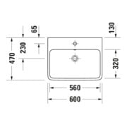 Duravit Waschtisch Qatego 60x47cm, w g, o. Hahnl., m ÜL, Hahnloch-2