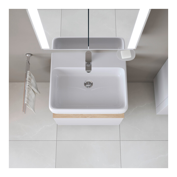 Duravit Waschtisch Qatego 60x47cm, we hgl, m Hahnl., ÜL, Hahnloch