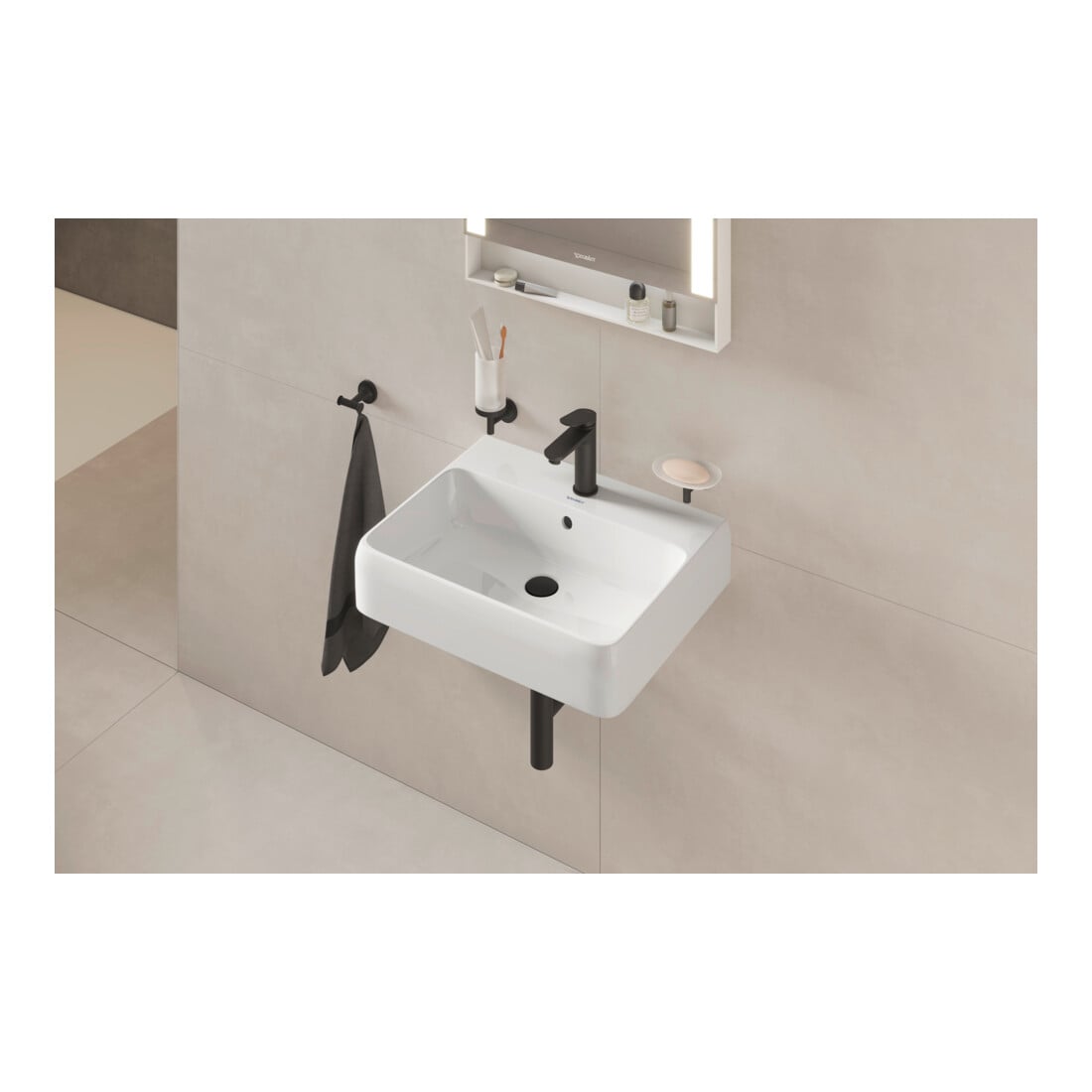 Duravit Waschtisch Qatego 60x47cm, we hgl, m Hahnl., ÜL, Hahnloch