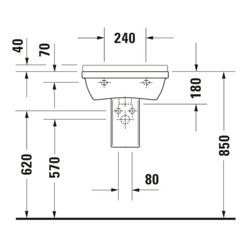 Duravit Waschtisch Starck 3 50x36cm, we, m HL, ÜL, Hahnlochbank