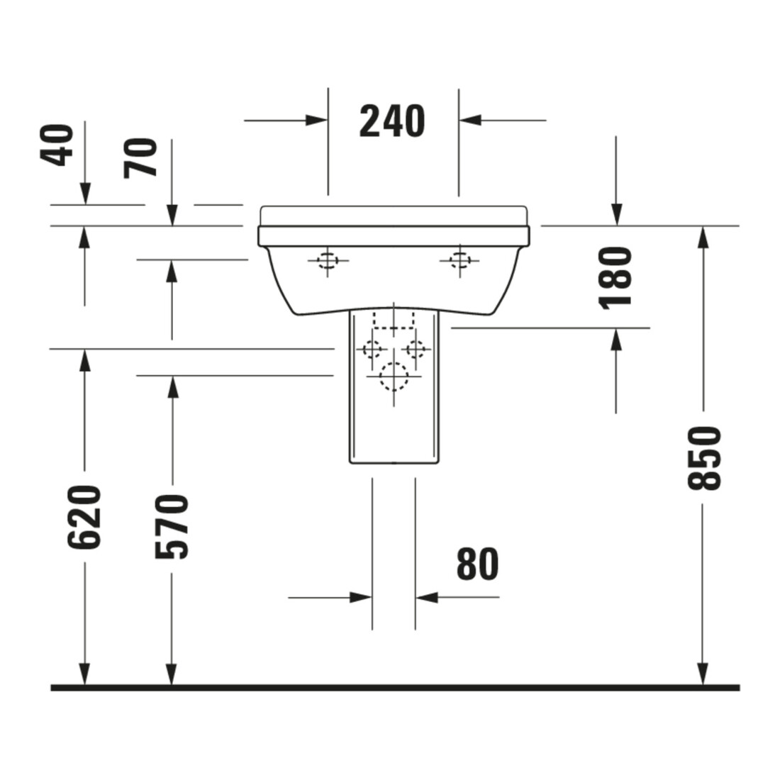 Duravit Waschtisch Starck 3 50x36cm, we, m HL, ÜL, Hahnlochbank