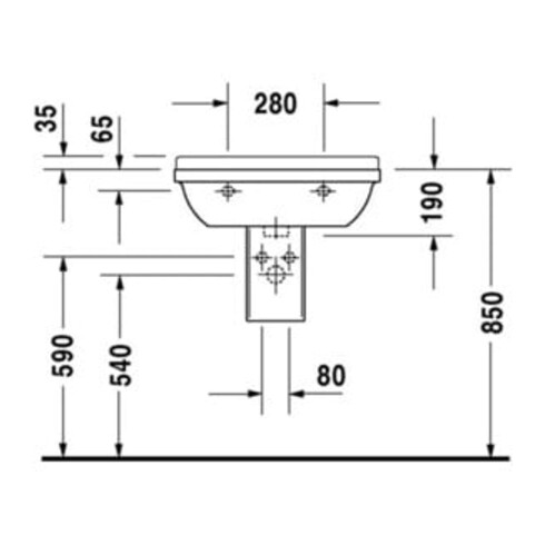 Duravit Waschtisch Starck 3 60x45cm, we WG, m HL, ÜL, Hahnlochbank