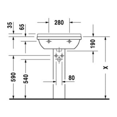 Duravit Waschtisch Starck 3 60x45cm, we WG, m HL, ÜL, Hahnlochbank