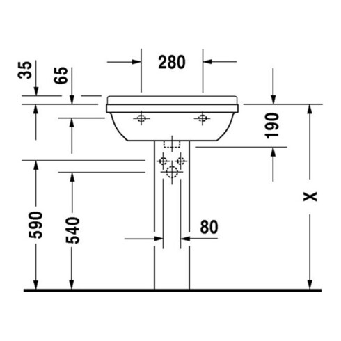 Duravit Waschtisch Starck 3 60x45cm, we WG, m HL, ÜL, Hahnlochbank
