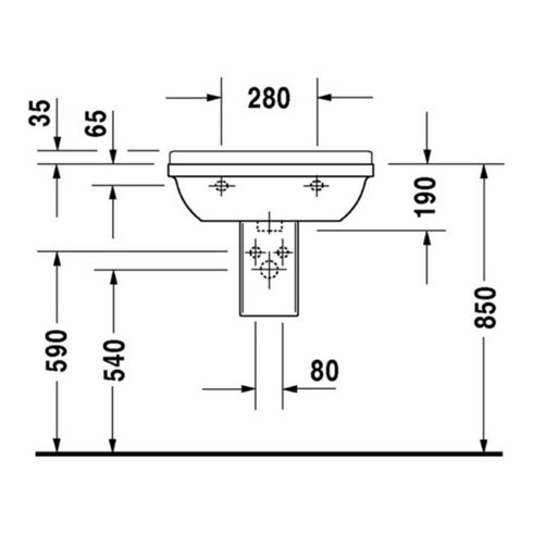 Duravit Waschtisch Starck 3 60x45cm, we WG, m HL, ÜL, Hahnlochbank