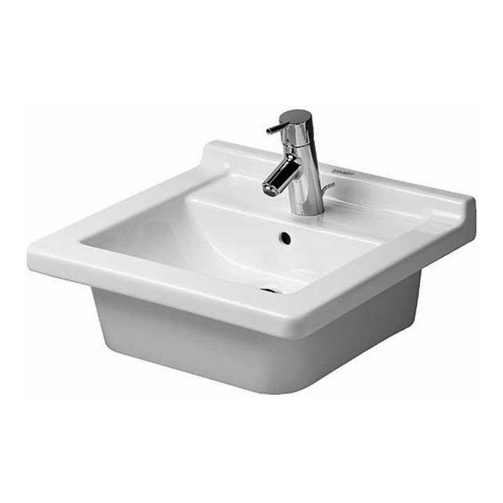 Duravit Waschtisch STARCK 3 mit Überlauf, Hahnlochbank, 480 x 465 mm, 1 Hahnloch weiß