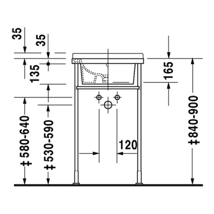 Duravit Waschtisch STARCK 3 mit Überlauf, Hahnlochbank, 480 x 465 mm, 1 Hahnloch weiß