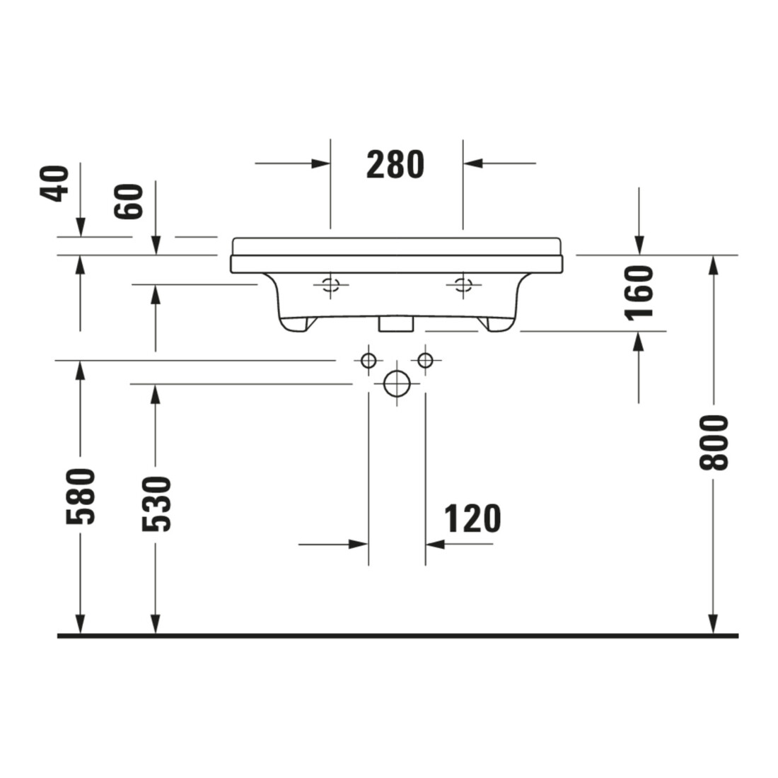 Duravit Waschtisch Starck 3 Vital 70x54,5cm, we, m HL, ÜL, HLB, barrieref.