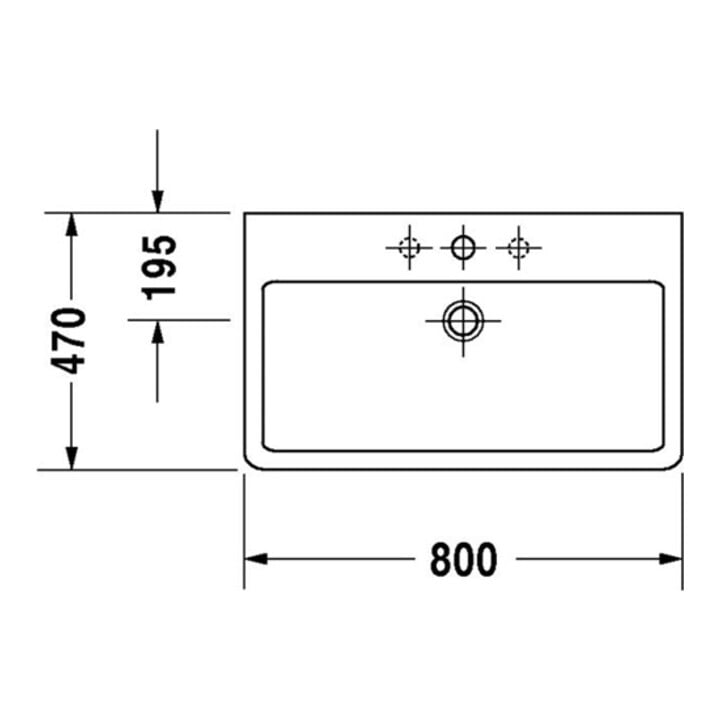 Duravit Waschtisch VERO mit Überlauf, Hahnlochbank, 800 x 470 mm 3 Hahnlöcher weiß