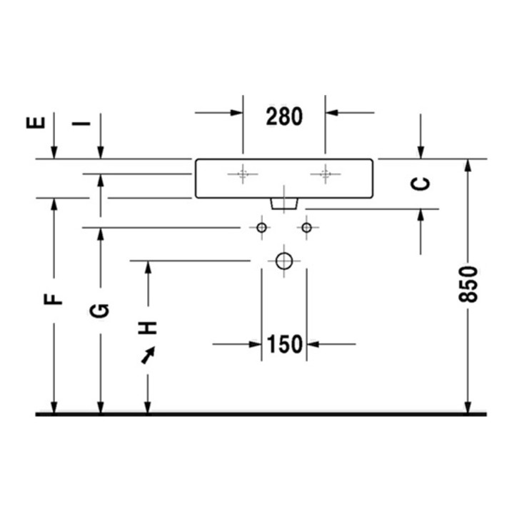 Duravit Waschtisch VERO mit Überlauf, Hahnlochbank, 800 x 470 mm 3 Hahnlöcher weiß