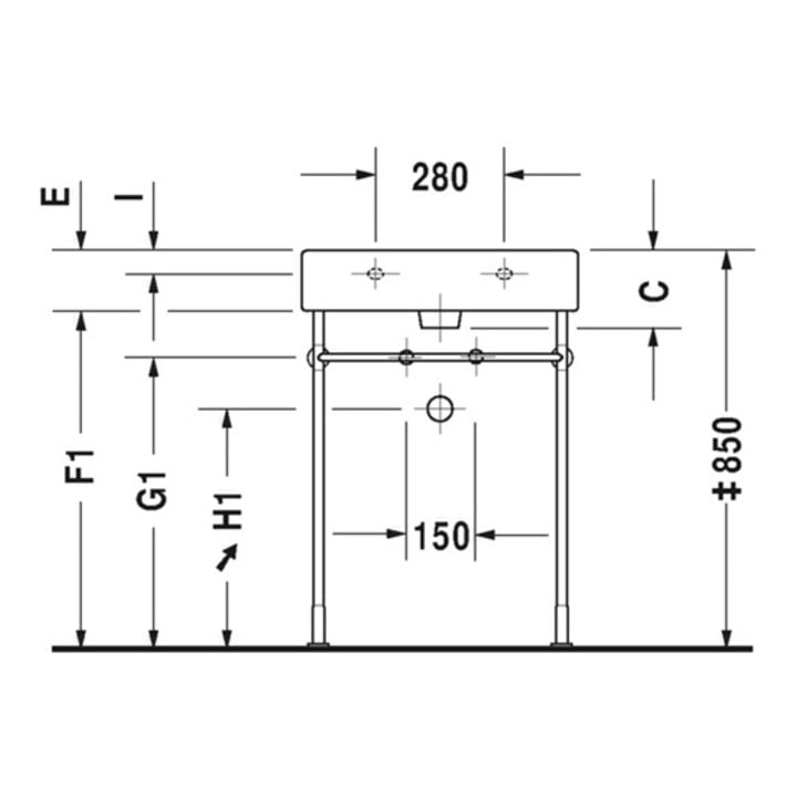 Duravit Waschtisch VERO mit Überlauf, Hahnlochbank, 800 x 470 mm 3 Hahnlöcher weiß