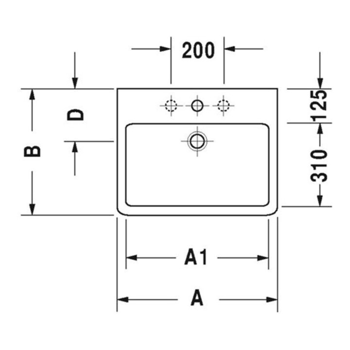 Duravit Waschtisch VERO mit Überlauf, Hahnlochbank, 800 x 470 mm 3 Hahnlöcher weiß
