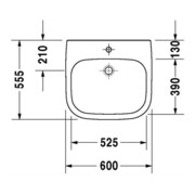 Duravit Waschtisch VITAL MED D-CODE ohne Überlauf, mit Hahnlochbank, 600 x 550 mm, ohne Hahnloch weiß-2