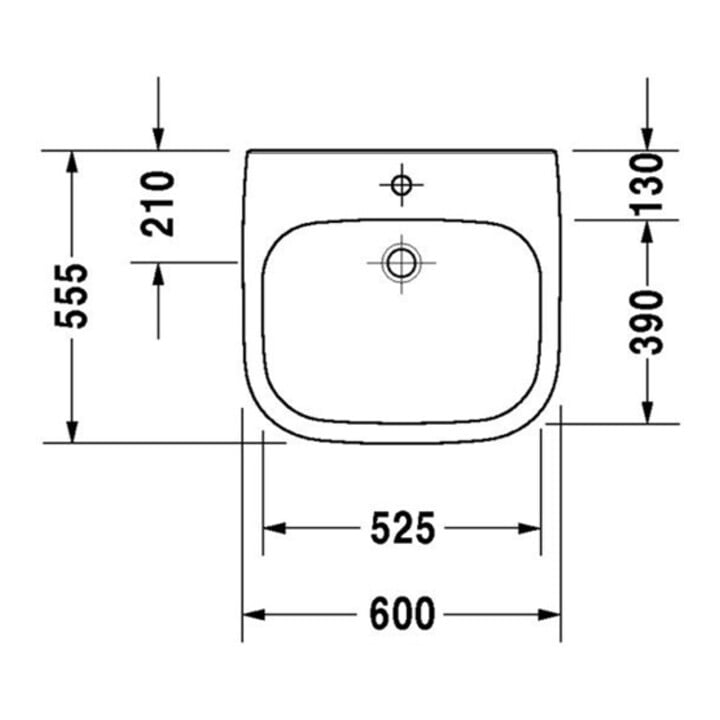 Duravit Waschtisch VITAL MED D-CODE ohne Überlauf, mit Hahnlochbank, 600 x 550 mm, ohne Hahnloch weiß