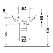 Duravit Waschtisch VITAL MED D-CODE ohne Überlauf, mit Hahnlochbank, 600 x 550 mm, ohne Hahnloch weiß-5