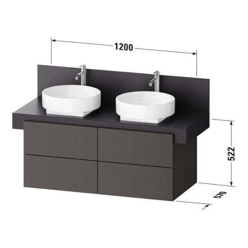 Duravit Waschtischunterschrank Balcoon 120x57x52,2cm, Elfenb. strukt., 4 SchKa.