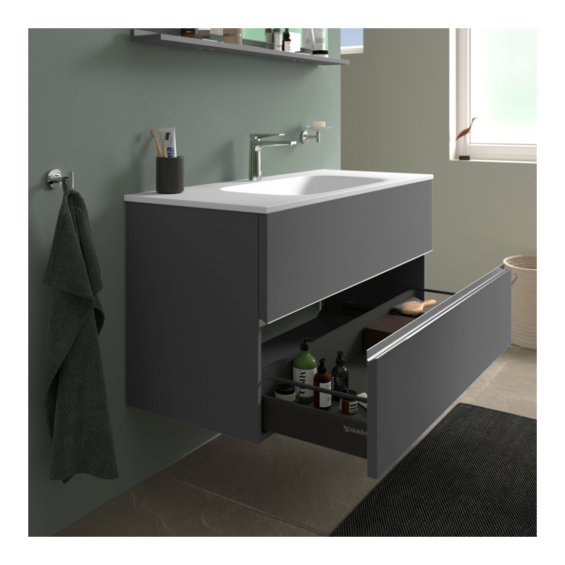 Duravit Waschtischunterschrank boden Sivida 121x59,2x47,7cm, 2 SBK, gra ma, Gr. chr