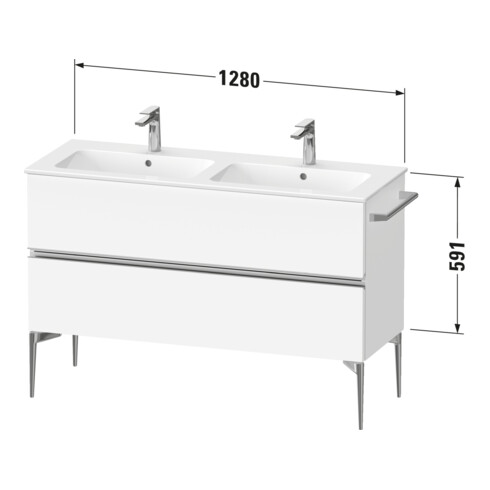 Duravit Waschtischunterschrank boden Sivida 128x59,1x47,7cm, 2 Schub., E Marm, G chr