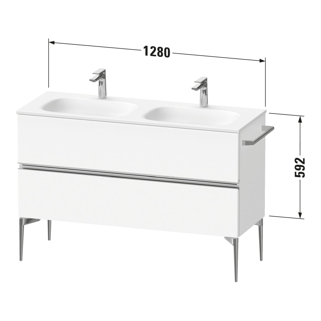 Duravit Waschtischunterschrank boden Sivida 128x59,2x47,7cm, 2 SBK, gra ma, Gr. chr