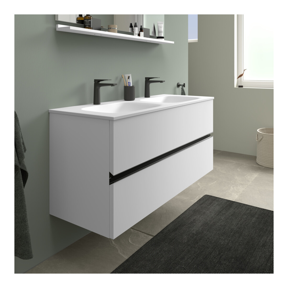 Duravit Waschtischunterschrank boden Sivida 128x59,2x47,7cm, 2 Schub., w ma, Gr. sw