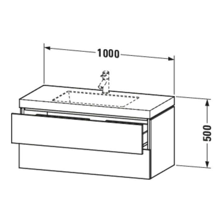 Duravit Waschtischunterschrank c-bonded L-Cube 100x48cm, 1 HL, E d ge, 2 Schub., wandhängend