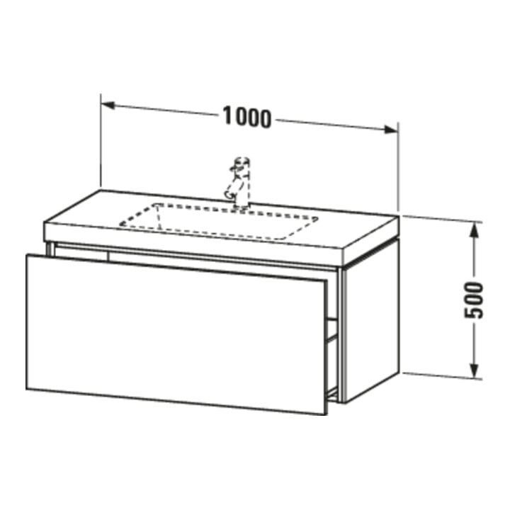Duravit Waschtischunterschrank c-bonded L-Cube 100x48cm, 1 HL, E d geb., 1 Ausz., wandhängend