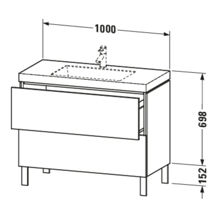 Duravit Waschtischunterschrank c-bonded L-Cube 100x48cm, 1 HL, E d geb., 2 Ausz., steh.