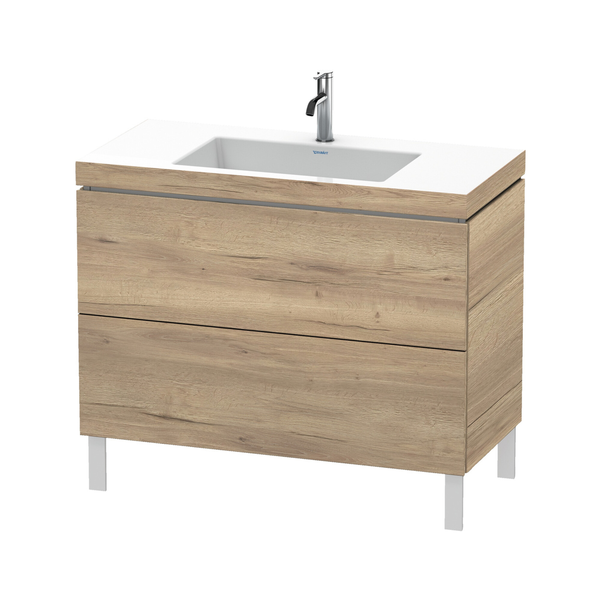 Duravit Waschtischunterschrank c-bonded L-Cube 100x48cm, 1 HL, Ei marm., 2 Ausz., steh.