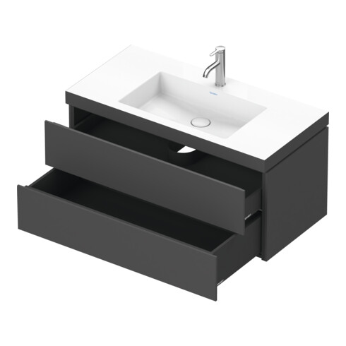 Duravit Waschtischunterschrank c-bonded L-Cube 100x48cm, 1 HL, gra ma, 2 Schub., wandhängend
