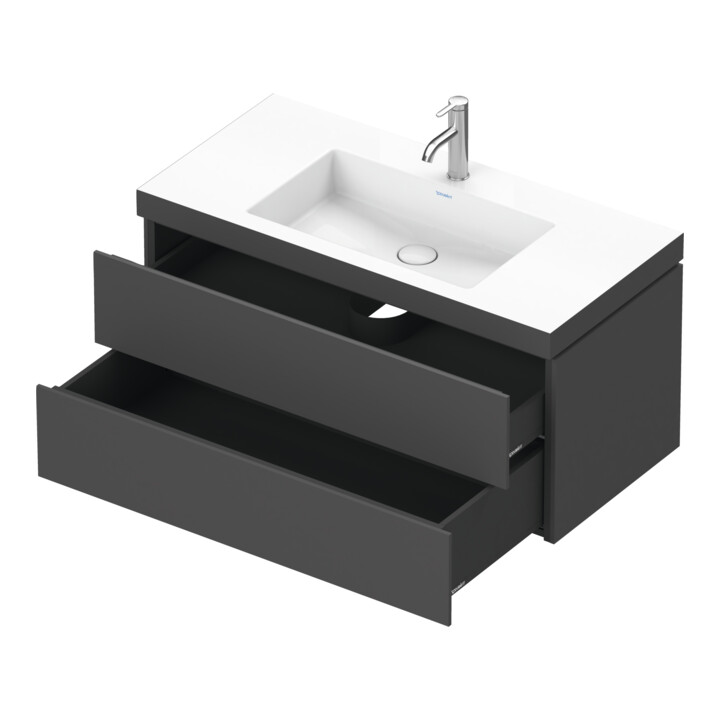 Duravit Waschtischunterschrank c-bonded L-Cube 100x48cm, 1 HL, gra ma, 2 Schub., wandhängend