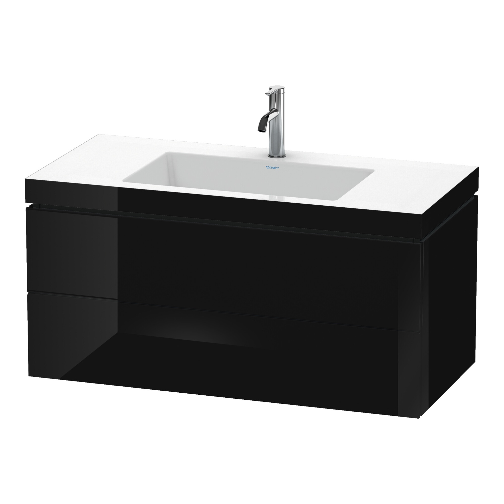Duravit Waschtischunterschrank c-bonded L-Cube 100x48cm, 1 HL, sw hgl, 2 Schub., wandhängend