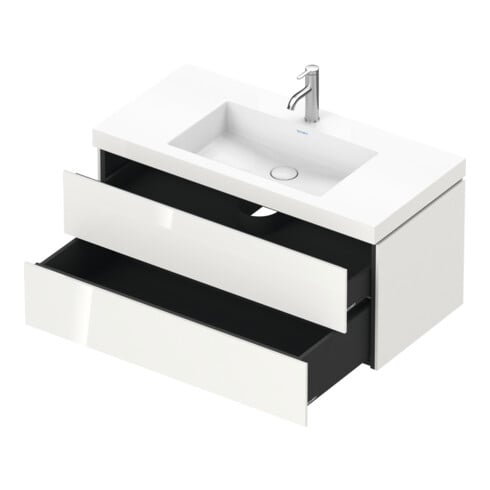 Duravit Waschtischunterschrank c-bonded L-Cube 100x48cm, 1 HL, we. hgl, 2 Schub., wandhängend