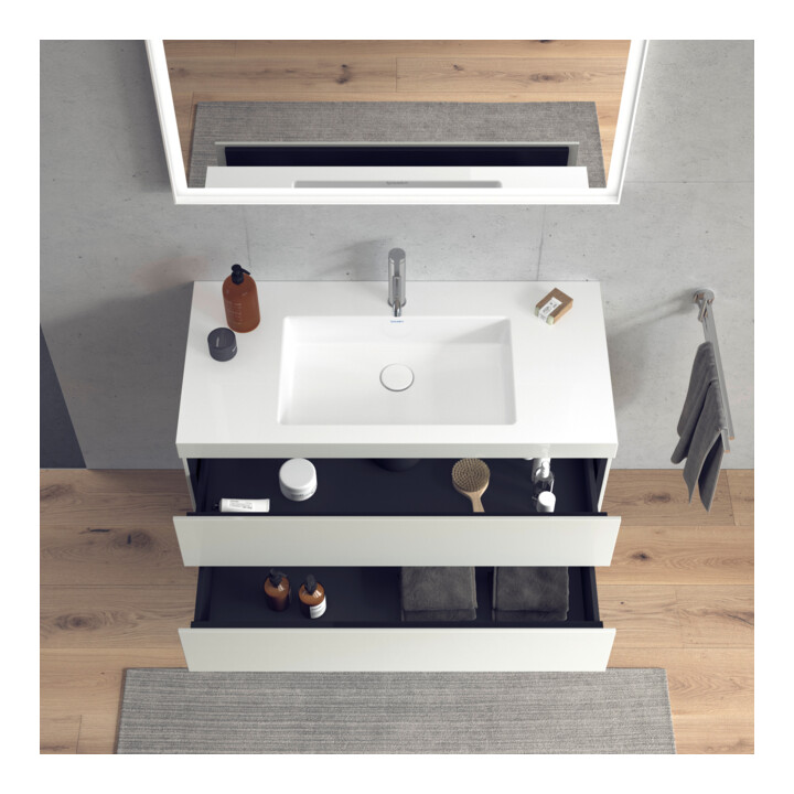 Duravit Waschtischunterschrank c-bonded L-Cube 100x48cm, 1 HL, we. hgl, 2 Schub., wandhängend
