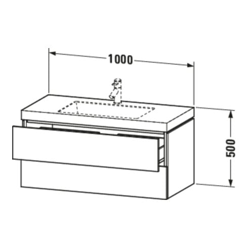 Duravit Waschtischunterschrank c-bonded L-Cube 100x48cm, 1 HL, we. hgl, 2 Schub., wandhängend