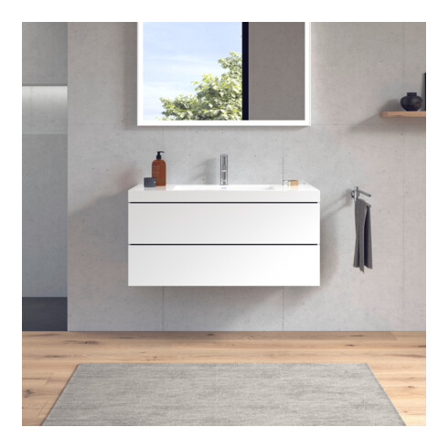 Duravit Waschtischunterschrank c-bonded L-Cube 100x48cm, 1 HL, we. ma, 2 Schub., wandhängend