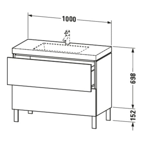 Duravit Waschtischunterschrank c-bonded L-Cube 100x48cm, 1 HL, we. matt, 2 Ausz., steh.