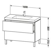 Duravit Waschtischunterschrank c-bonded L-Cube 100x48cm, o HL, Ei marm., 2 Ausz., steh.-3