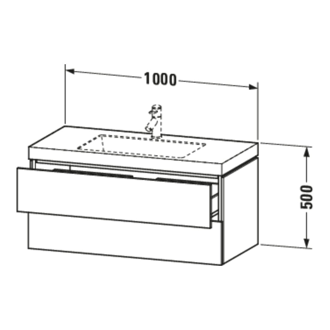 Duravit Waschtischunterschrank c-bonded L-Cube 100x48cm, o HL, we. ma, 2 Schub., wandhängend
