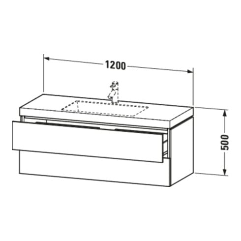 Duravit Waschtischunterschrank c-bonded L-Cube 120x48cm, 1 HL, E d ge, 2 Schub., wandhängend