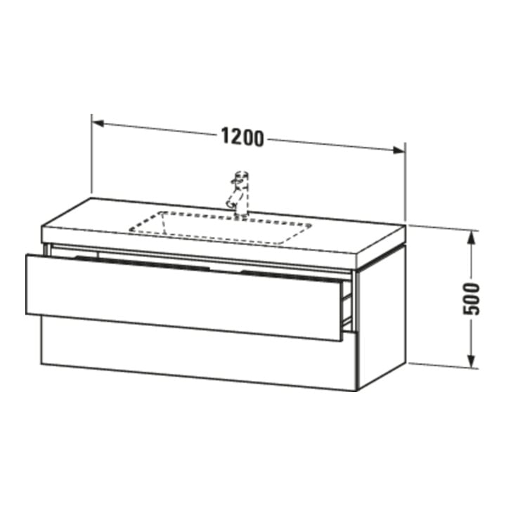 Duravit Waschtischunterschrank c-bonded L-Cube 120x48cm, 1 HL, E d ge, 2 Schub., wandhängend
