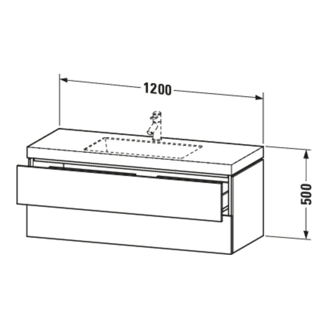 Duravit Waschtischunterschrank c-bonded L-Cube 120x48cm, 1 HL, Ei sw, 2 Schubkästen