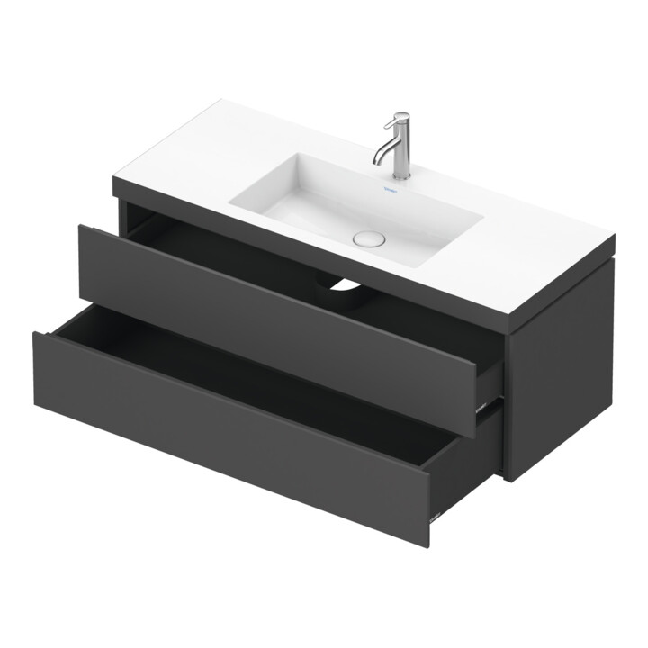 Duravit Waschtischunterschrank c-bonded L-Cube 120x48cm, 1 HL, gra ma, 2 Schub., wandhängend