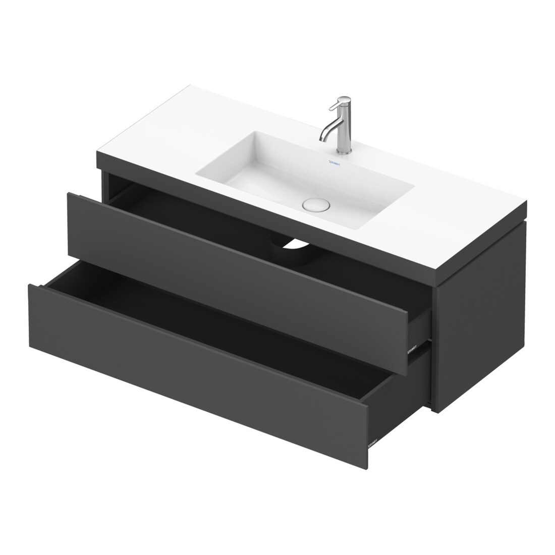 Duravit Waschtischunterschrank c-bonded L-Cube 120x48cm, 1 HL, gra ma, 2 Schub., wandhängend