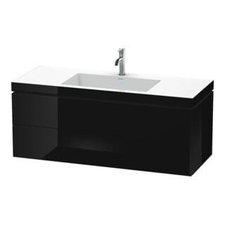Duravit Waschtischunterschrank c-bonded L-Cube 120x48cm, 1 HL, sw hgl, 2 Schub., wandhängend