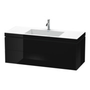 Duravit Waschtischunterschrank c-bonded L-Cube 120x48cm, 1 HL, sw hgl, 2 Schub., wandhängend